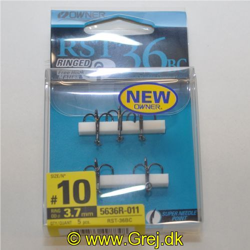 4953873498848 - S-Owner trekroge - Model RST-36BC - Str. 10 - 5 stk. - Meget skarpe og med ring i krogøjet