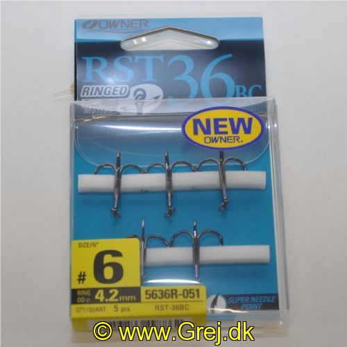 4953873498862 - S-Owner trekroge - Model RST-36BC - Str. 6 - 5 stk. - Meget skarpe og med ring i krogøjet