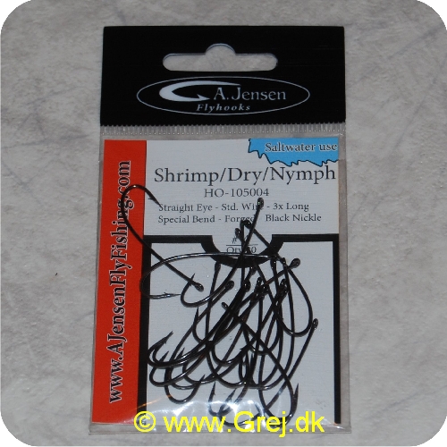 5704011017600 - Shrimp/Dry/Nymph - Lige øje - Special bøjet - Sort - 20 stk - Str. 4