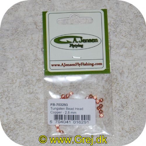 5704041016291 - Tungsten Bead Head - 2.8mm - Dobbelt så tung som messing - ca. 24 stk - Kobber