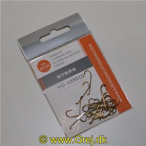 5704041017489 - Nymph kroge - øjet nedadbøjet - 2x lang rund bøjet - Bronze - 20 stk - Str. 10