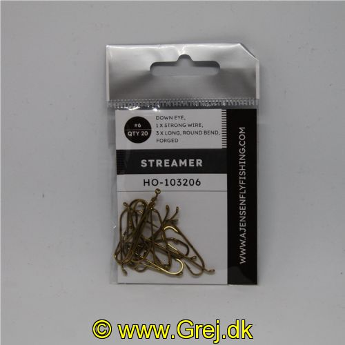 5704041017519 - Streamer kroge str. 6 - Down eye - 1x Strong Wire - 3x Long Round Bend - Messing farvet