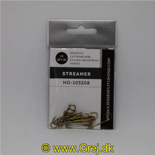 5704041017526 - Streamer kroge str. 8 - Down eye - 1x Strong Wire - 3x Long Round Bend - Messing farvet