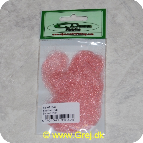 5704041018424 - Sparkle Dub - Shrimp Pink - Til alle typer af fluer - Har et naturligt skin, grundet kantede fibre - Til nymfer, tørfluer, kystfluer og laksefluer