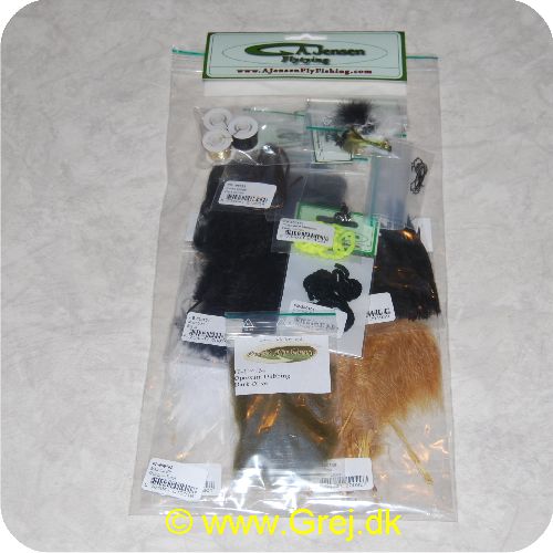 5704041019018 - Materiale Kit til Put and Take fluer - kroge, tråd, fjer, coneheads m. m. - 4 færdigbundne fluer