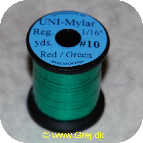 5704041100549 - UNI Mylar Flat Tinsel Rød/Grøn - Reg. yards - # 10 - Ekstra stærk tinsel - Rød på den ene side og grøn på den anden