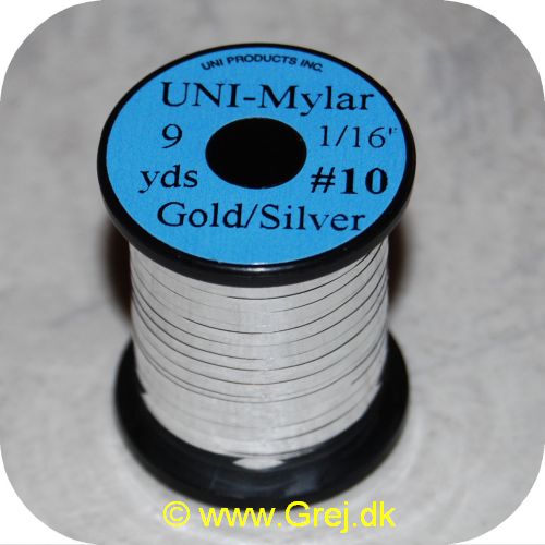 5704041100556 - UNI Mylar Flat Tinsel - Gold/Silver - 9 yards - # 10 - Ekstra stærk Mylar tinsel - Guld på den ene side og sølv på den anden