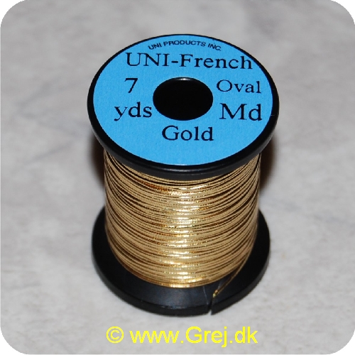 5704041100631 - UNI French Oval # M - Gold - 7 yards - Ekstra stærk overfladebehandlet "Fransk" tinsel - Bliver ikke mat