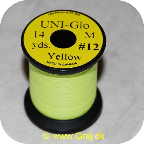 5704041100785 - Glo Tinsel - Gul - 14 yards - M # 12 - Flad tinsel, som lyser i mørket