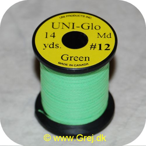 5704041100808 - Glo Tinsel - Grøn - 14 yards - M # 12 - Flad tinsel, som lyser i mørket