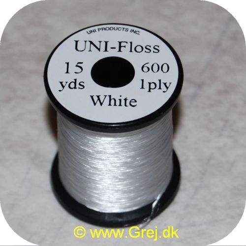 5704041101263 - UNI Floss - Hvid - 15 yards - 600 1ply - Stærk og skinnende floss i klare farver