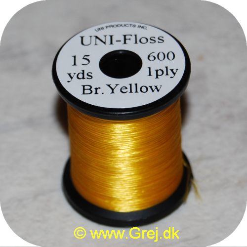 5704041101287 - UNI Floss - Gul - 15 yards - 600 1ply - Stærk og skinnende floss i klare farver
