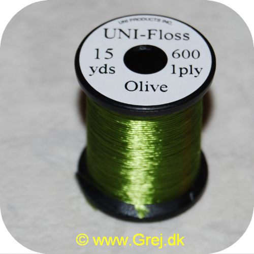 5704041101362 - UNI Floss - Olive - 15 yards - 600 1ply - Stærk og skinnende floss i klare farver