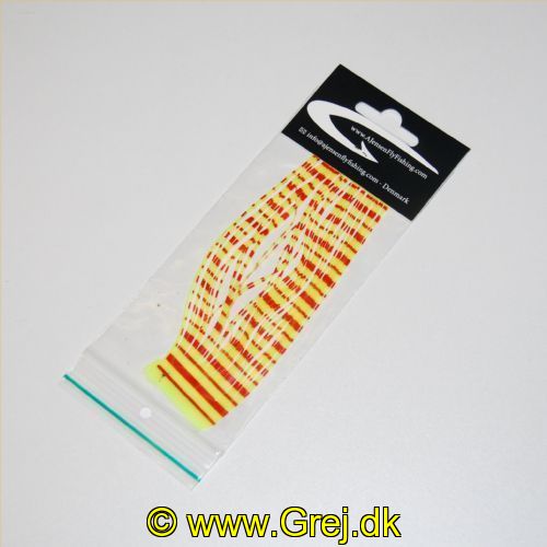 5704041201222 - Red Barred Crazy Legs - Yellow - Silikone ben der giver enormt liv til fluen