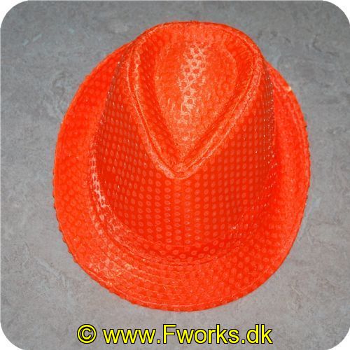 5704777036655 - Neon hatte med pailletter - Assorterede (Neon grøn/pink/orange)