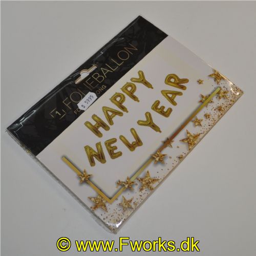 5704777045244 - Folieballon pakke - Med teksten "HAPPY NEW YEAR" i guld.