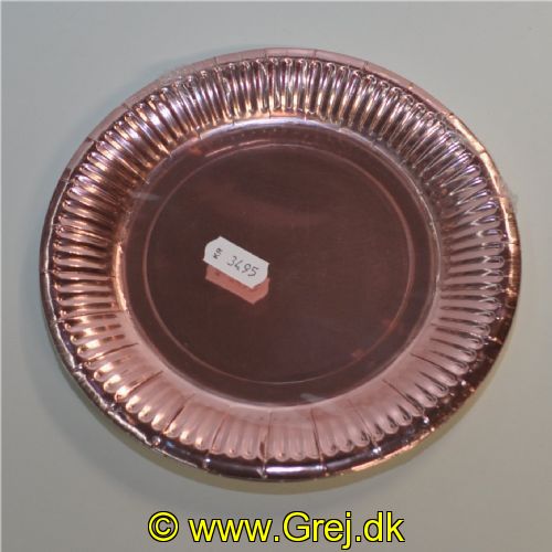 5704777051566 - Kobber, Sølv eller guldfarvet paptallerken pakke - Rund - 18cm - 6 stk.