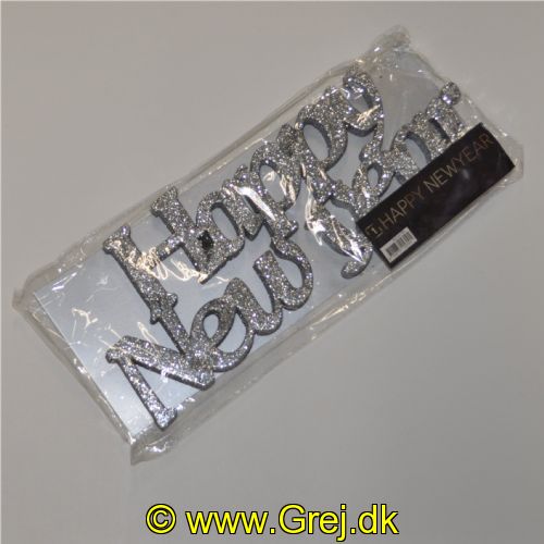 5704777057001 - Happy New Year skilt til at stille på bord - i Sølvglimmer.