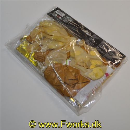 5704777062333 - Ballonvæg Party kit - Folie balonner, Glimmer og Ballonner til at pynte op med. - Farve: Guld/Klar