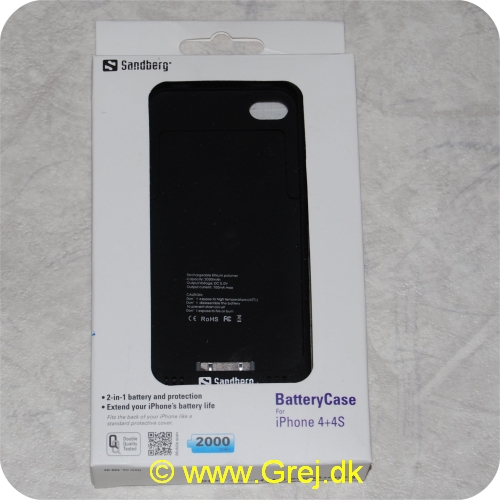 5705730420047 - iPhone 4+4S cover med indbygget batteri på 2000mAh som forlænger batteri levetiden på din iPhone betydligt. det passer på som et normalt cover og kan nemt lades op via det usb kabel der følger med.