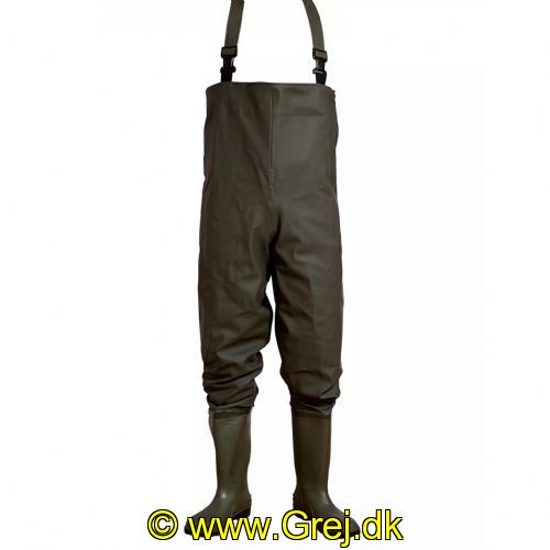 5706219096371 - ELKA waders - str. 48  - Gummisål - Olive Grønne
Dunlop støvle
Dobbeltsvejsning i
Fix-lock spænder
Str. 48
Waders har i mange år 
haft en central placering i ELKA’s produkt 
sortiment. I samarbejde med professionelle fiskere er modellerne tilpasset. så de 
opfylder kravene til sports- og havfiskeri. 
Europæiske fremstilling i den bløde og 
solide 600g. PVC/Polyester sikrer masser af 
komfort og en lang holdbarhed.  

Teknisk beskrivelse:
• 600 gr. PVC/polyester
• Vandsøjle: mm H 13000 mm