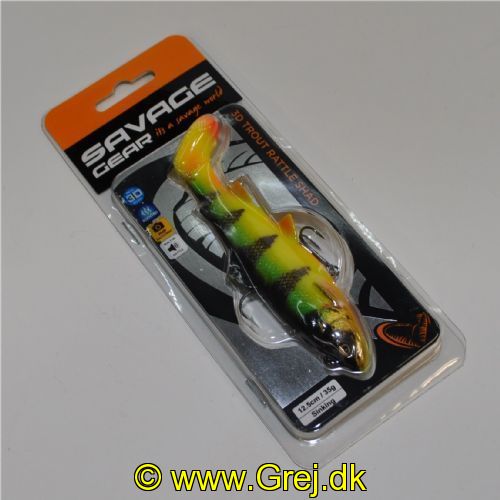 5706301028884 - Savage Gear - 3D Trout Rattle Shad - 12,5 cm - 35 gram - Synkende - FS Firetiger