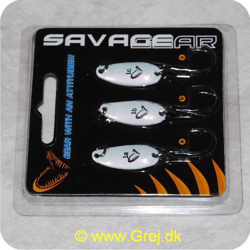 5706301421531 - Savagear Nail No 1 - 2,4cm - a=1,5g,b=2g,c=2,5g - Pearl hvid - Små blink,der bruges efter, hvor dybt, man vil fiske - Jo dybere,jo tungere