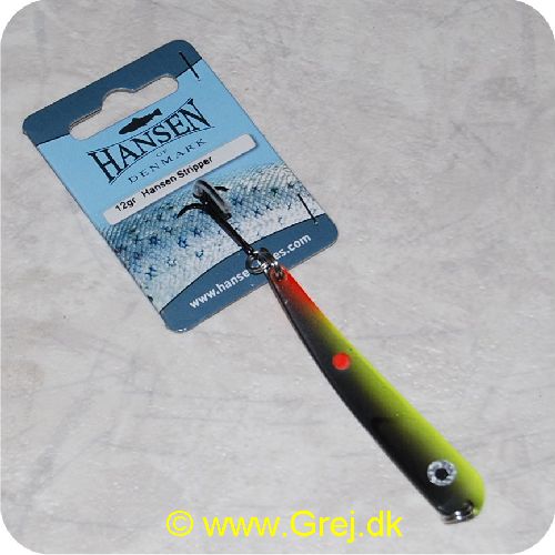 5706301423870 - Hansen Stripper 12gram - 6.9cm - MJ (black & White UV) Grønlig m/rød plet