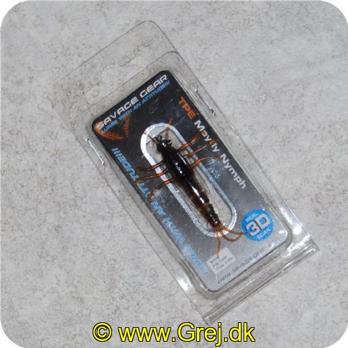 5706301506719 - Savage Gear 3D TPE Mayfly Nymph 5.6cm - 2.5g - Brun - Med enkeltkrog