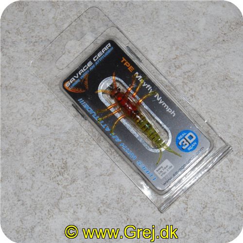5706301506726 - Savage Gear 3D TPE Mayfly Nymph 5.6cm - 2.5g - Olive - Med enkeltkrog