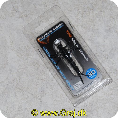5706301506740 - Savage Gear 3D TPE Mayfly Nymph 5.6cm - 2.5g - Sort - Med enkeltkrog