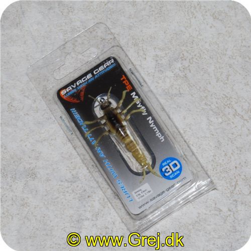5706301506757 - Savage Gear 3D TPE Mayfly Nymph 5.6cm - 2.5g - Yellow (Gul) - Med enkeltkrog