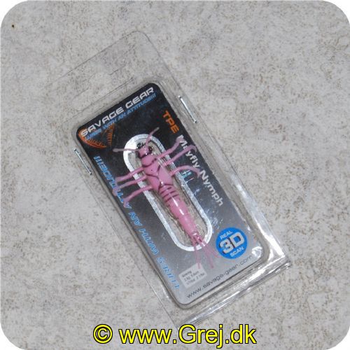 5706301506764 - Savage Gear 3D TPE Mayfly Nymph 5.6cm - 2.5g - Pink - Med enkeltkrog