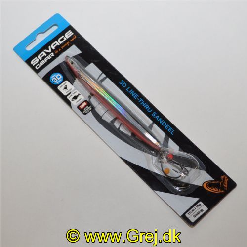 5706301586889 - 3D Line Thru Sandeel 11cm 15g - Sinking - Farve: Black and Red UV