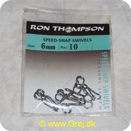 5706301621450 - Ron Thompson Speed Snap Swivel str. 6mm - 10 stk - Kraftig snap swivel med solid låsesystem som egner sig godt til sø-og havfiskeri