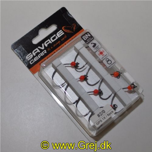 5706301723420 - Savage Gear enkeltkroge - Model Black Nickel - Str. 2/0 - 8 stk. - Hot Spot (Hug punkt) - Ring Rigged