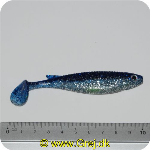 5707461330046 - Jig hale - En livlig Jig Hale. Halerne er 100mm/8g - Farve :  Midnight blue/transparent - med sølv glitter<BR>
Model: Smolty PT