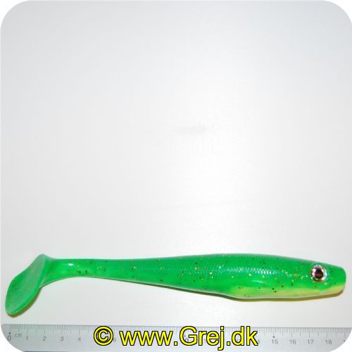 5707461332569 - Jig hale - En livlig Jig Hale. Halerne er 200mm/50g - Farve : Spring Grøn/gul - med multicolor glitter<BR>
Model: Playmate PT