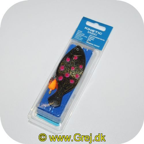 5707461356466 - Sabiki Jay Flounder Fladfiskerig som inliner fladfisk 120g - Krog str. #1/0 - Farve: Black/Red dots - Main line: 0,6mm - Breaking line: 0,45mm
<BR><BR>Riggen er med 2 kroge og bundet op på et godt stykke skum. Som man fortsat kan opbevare riggen på - Med perler og spinneblad.