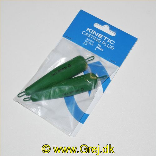 5707461365444 - Kinetic Casting Plug - 15 gram - Grøn - Pakke med 2 stk.