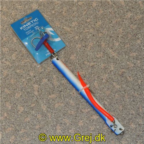 5707461372602 - Kinetic Torpedo 600g. med ophængerkrog med rød gummi - Farve: Blå/Perlemor.