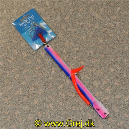5707461372671 - Kinetic Torpedo 600g. med ophængerkrog med rød gummi - Farve: Blå/Pink.