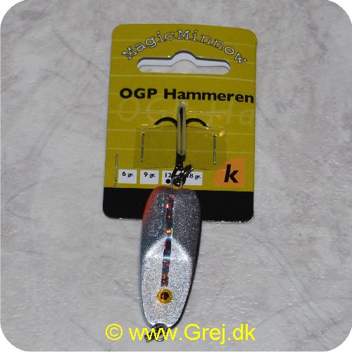 5707549233566 - MagicMinnow OGP Hammeren 12 gram - Sort/sølv med sorte pletter - 45mm - MM16210