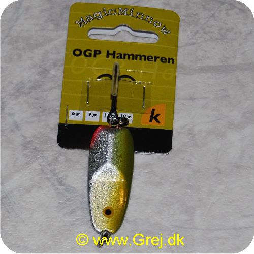 5707549233573 - MagicMinnow OGP Hammeren 12 gram - Sea Bass - Oliven/sølv - 45mm - MM16211