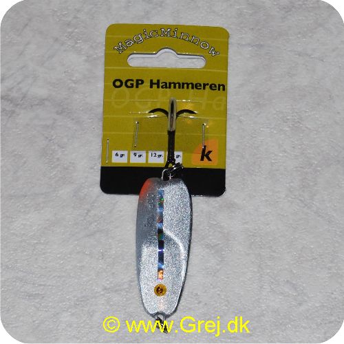 5707549233641 - MagicMinnow OGP Hammeren 18 gram - Sort/sølv med sorte pletter - 50mm - MM16310