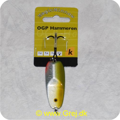 5707549233658 - MagicMinnow OGP Hammeren 18 gram - Sea Bass - Oliven/sølv - 50mm - MM16311
