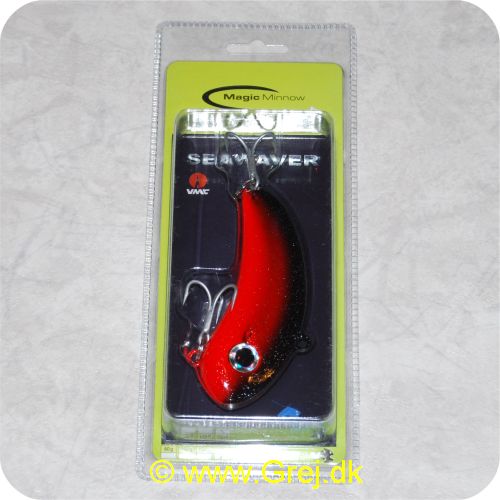 5707549247884 - Magic Minnow Seawaver - 200 gram - Sort/rød - Med 2 VMC saltvandskroge - Jigges hen over bunden