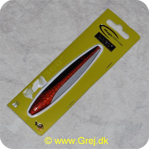 5707549266625 - Magic Minnow D360 grader - UV Copper Age - 18 gram - Materiale: Zink - Sort/kobber/grå - 9.5 cm lang - Den har en irregulær aktion i vandet. som tiltrækker fiskene - Lyser i vandet