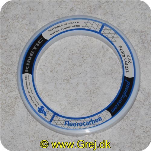 5707549269596 - Kinetic 100% Fluorocarbon InvisiLine 1.00mm - 20 meter - 40kg - Sufix Invisiline er en fluorocarbon forfangsline. som kan bruges til alle slags fiskeri. Invisiline er næsten usynlig under vandet. og synker 4 gange hurtigere end normal nylonline.