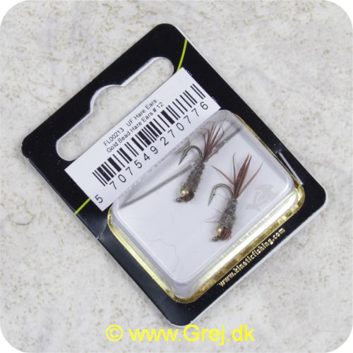 5707549270776 - Unique Flies - 2 stk. pakke - Hare Ears Gold Bead Hare Ears 1530 #12 (FL00213)